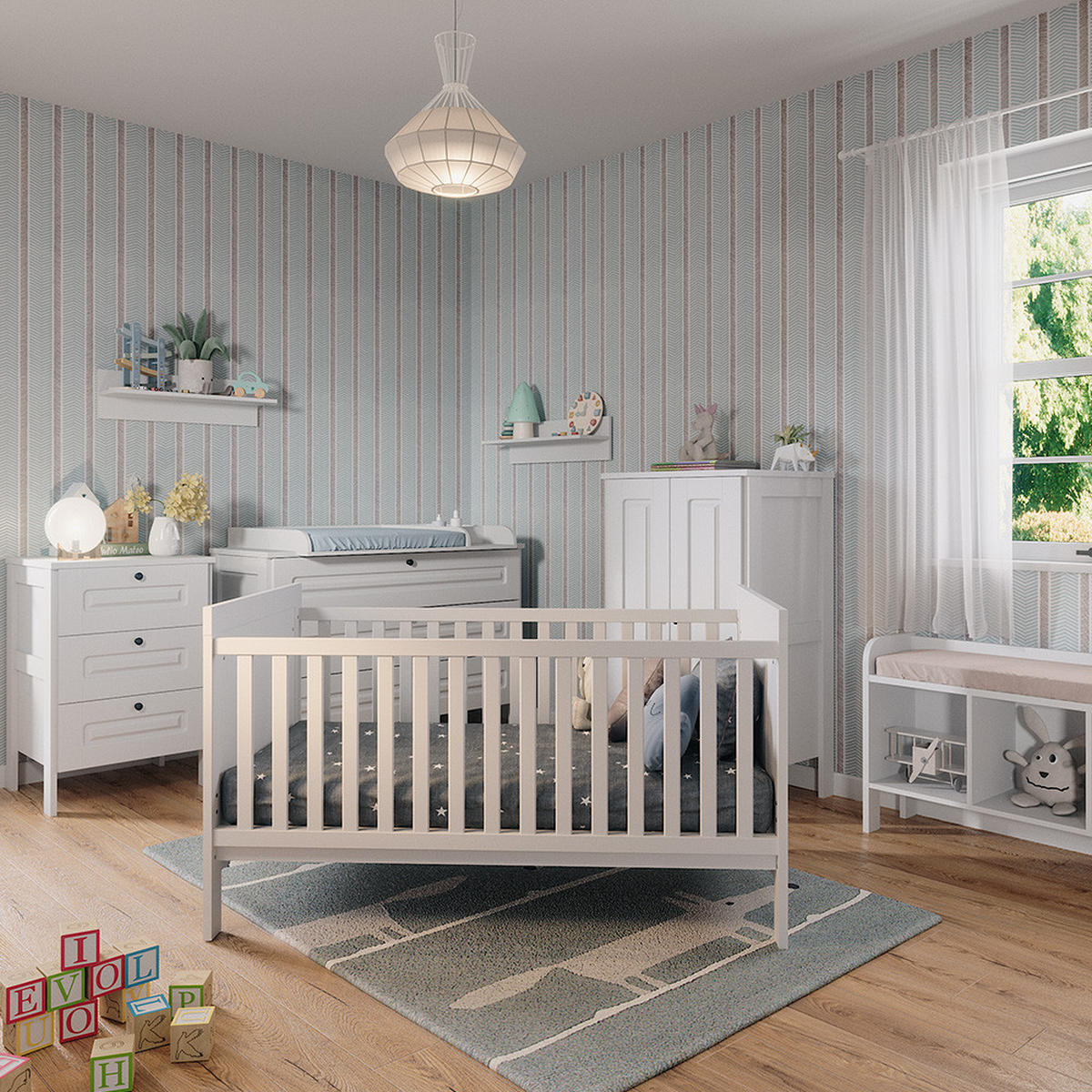 BABYBETT Ajaton Weiß 144.4 x 83 cm - Weiß, Holzwerkstoff (70/140cm) - VitaliSpa