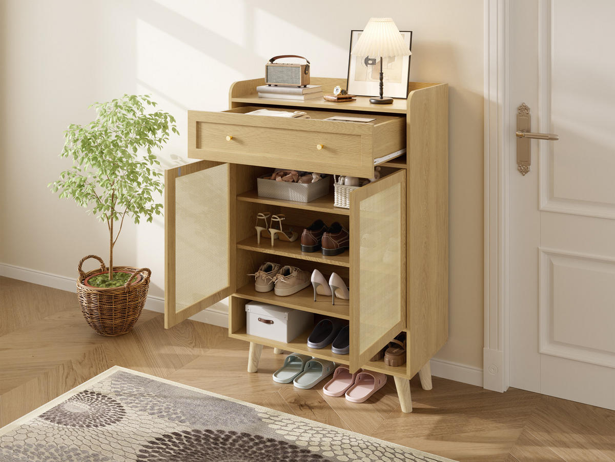 SCHUHSCHRANK Eiche hell 80/35/105 cm - Hellbraun, Holzwerkstoff (80/105/35cm) - PANGIVO