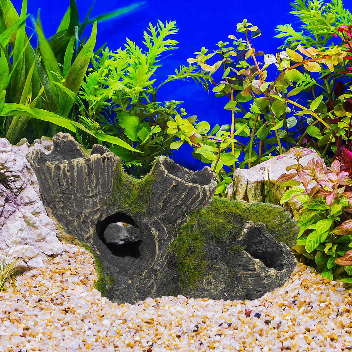 AKVÁRIUM dekorácie jaskyne - sivá, plast (15/7/8.5cm) - Relaxdays