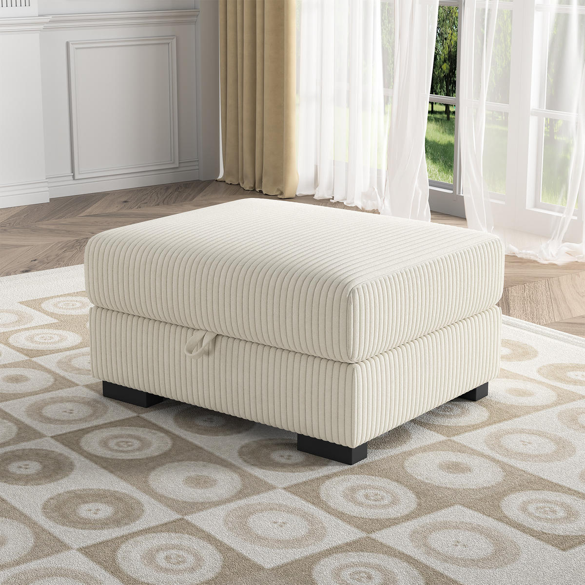 SITZHOCKER Schiefergra Mit Stauraum 69x88x45 Cm Fußbank Für Wohnzimmer - Beige, Holz (69/45/88cm)