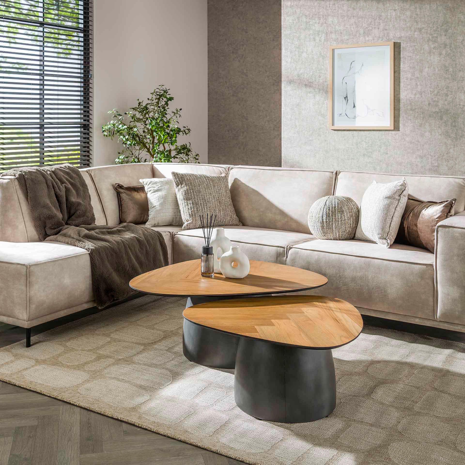 COUCHTISCH Infinite Brown 75/90/ 40 cm 2er-Set - Braun, Holz (75/90/40cm) - Hoyz Collection