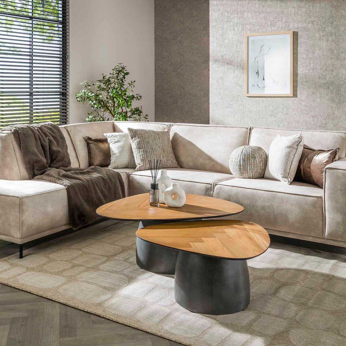 COUCHTISCH Infinite Brown 75/90/ 40 cm 2er-Set - Braun, Holz (75/90/40cm) - Hoyz Collection