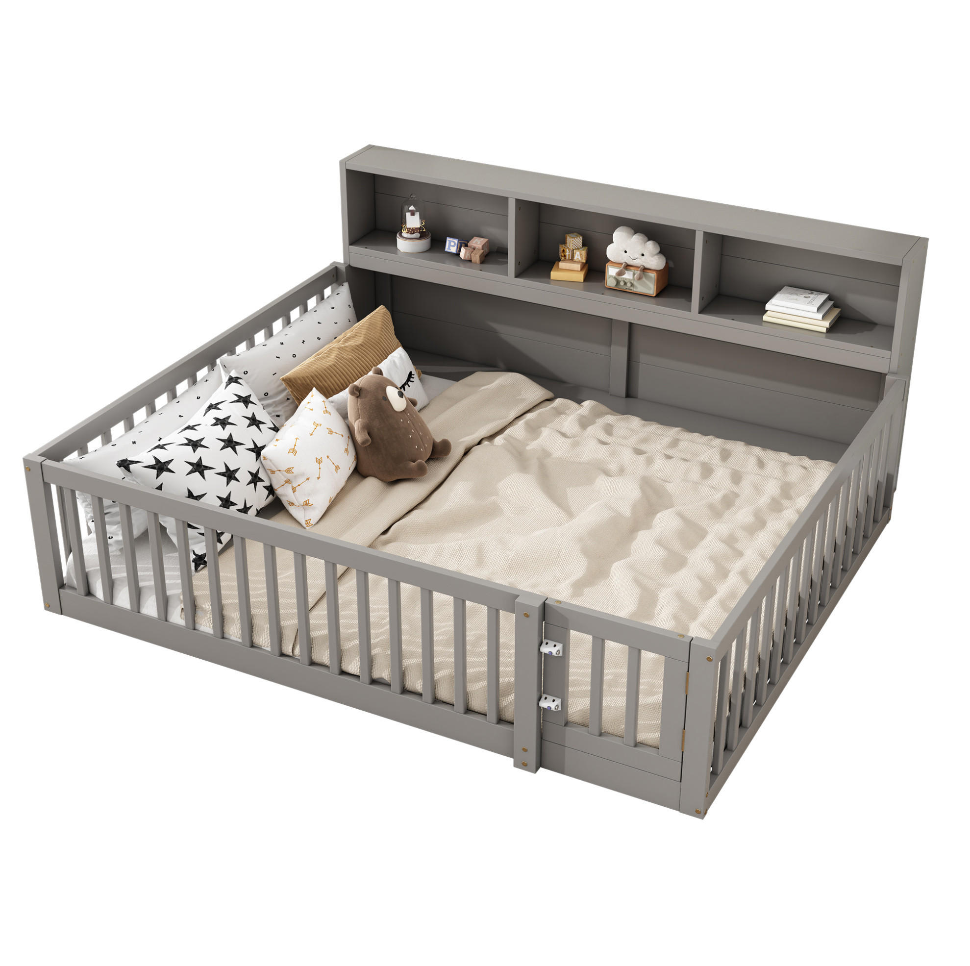 DAYBETT 140/200 cm, Grau mit Staufach und Lattenrost - Grau, Holzwerkstoff (140/200cm) - MIVRAY