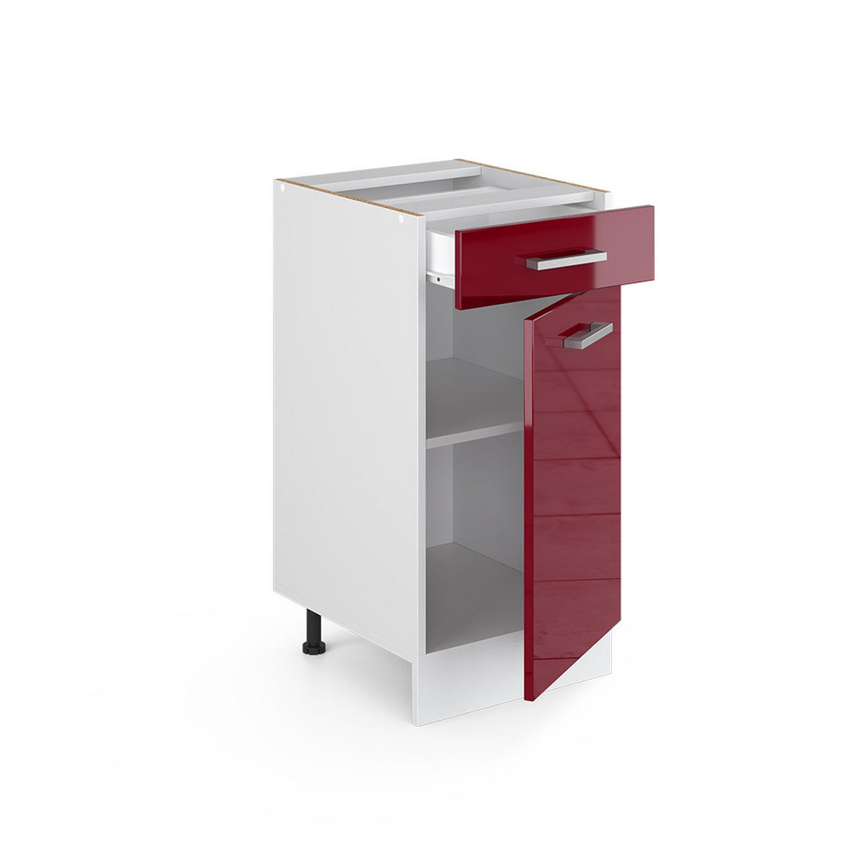UNTERSCHRANK R-Line Bordeaux Hochglanz 40 cm mit Schublade, ohne AP - Bordeaux/Weiß, Holzwerkstoff (40/81.6/46cm) - Vicco