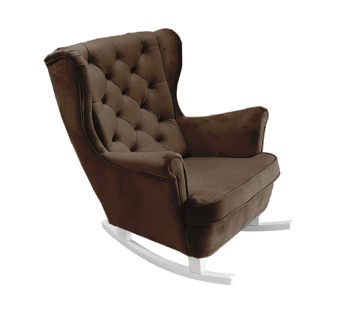 SCHAUKELSESSEL mit gepolstertem Sitz und Armlehnen, 102x81x95 cm, Dunkelbraun_29827 - Taupe/Weiß, Holz/Textil (81/102/95cm) - DomoHome