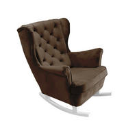 SCHAUKELSESSEL mit gepolstertem Sitz und Armlehnen, 102x81x95 cm, Dunkelbraun_29827 - Taupe/Weiß, Holz/Textil (81/102/95cm) - DomoHome