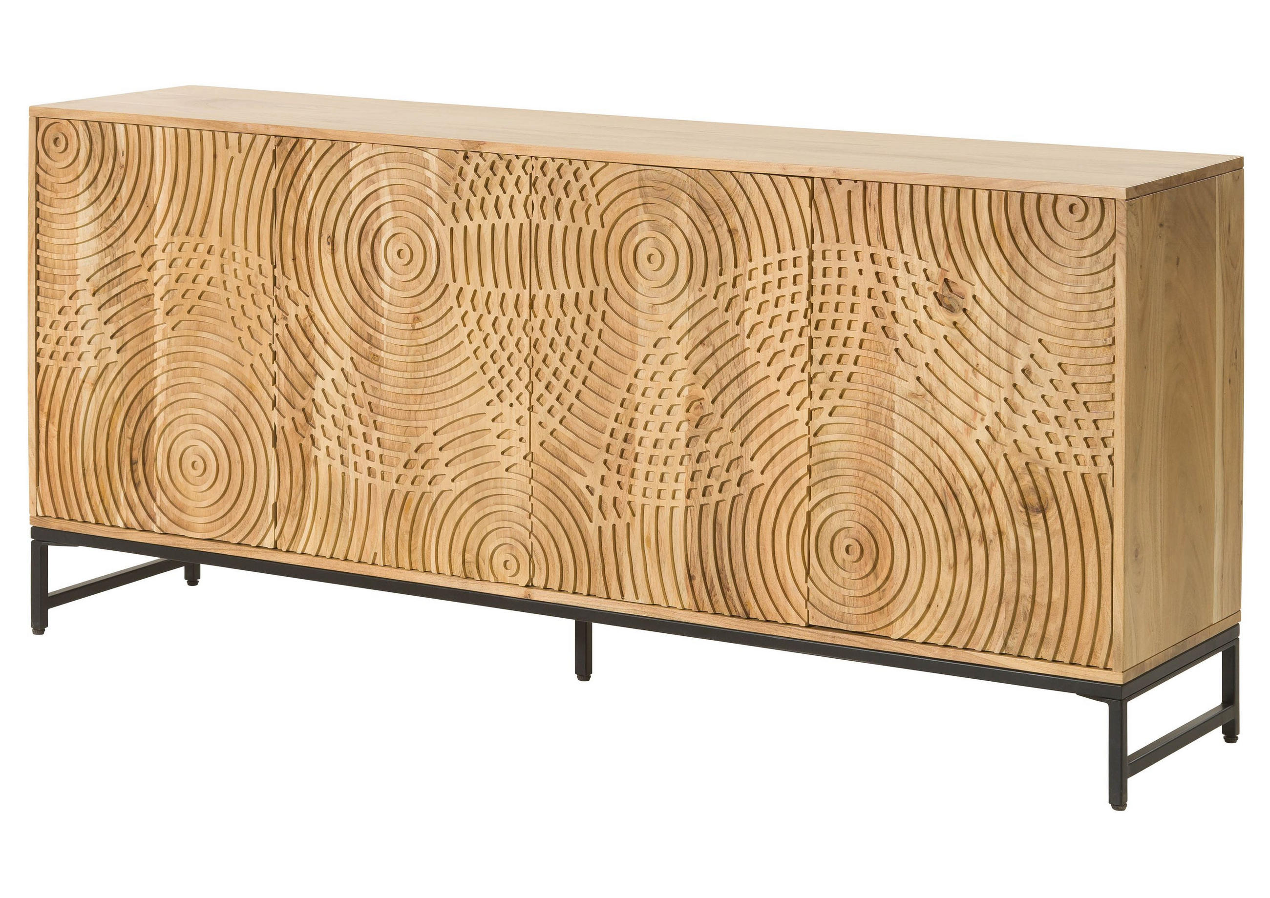 SIDEBOARD Akazie 180x40x80 natur lackiert MARRAKESCH #116 - Braun, Holz (180/80/40cm) - Massivmoebel24