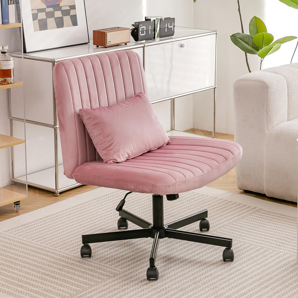 BÜROSTUHL höhenverstellbar Stoff Light Pink - Pink, Kunststoff (25.2/33/21.5cm) - Meubliv
