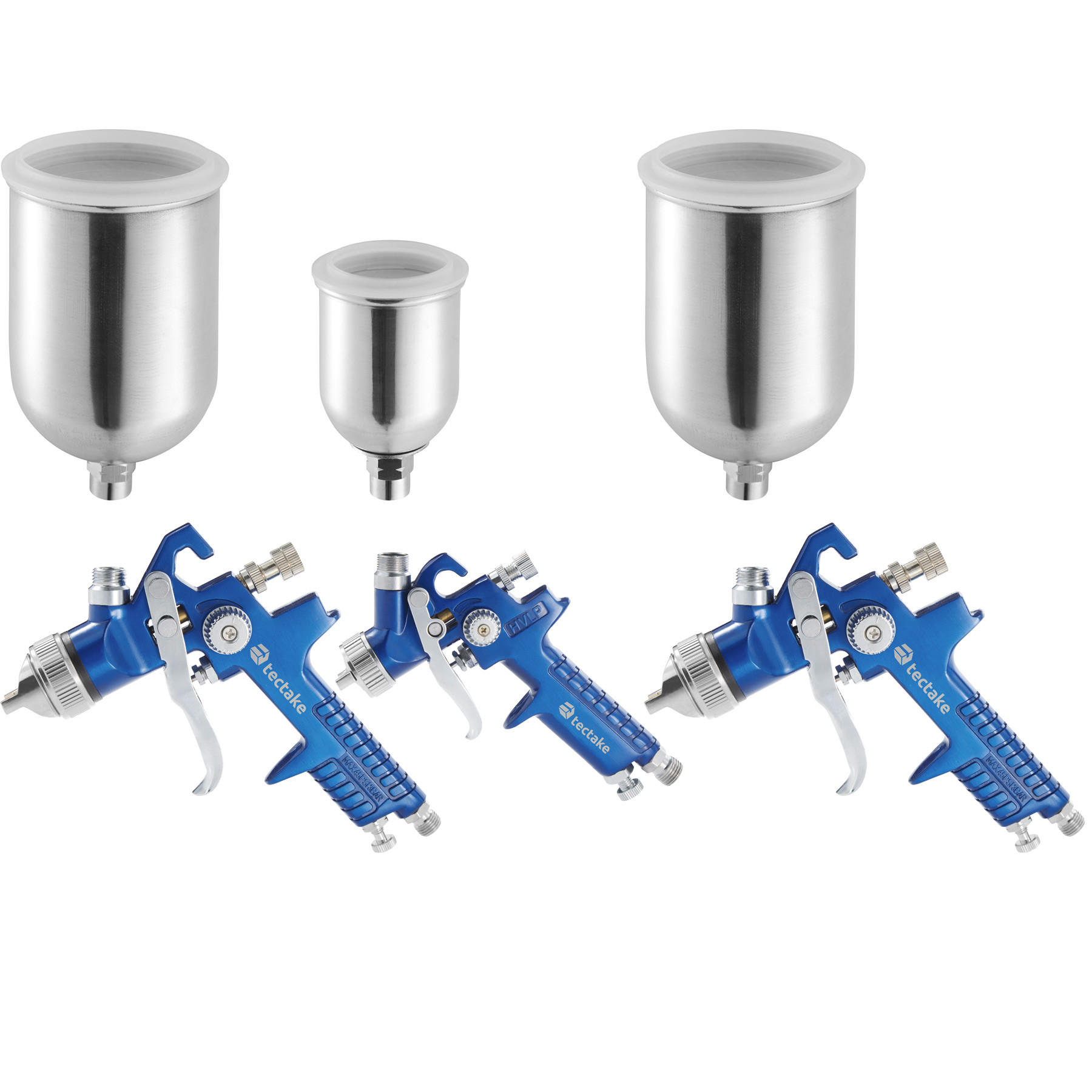 LACKIERPISTOLEN-SET Hvlp, inklusive Aluminiumkoffer,blau - Blau, Metall (46.5/43.5/13cm) - tectake