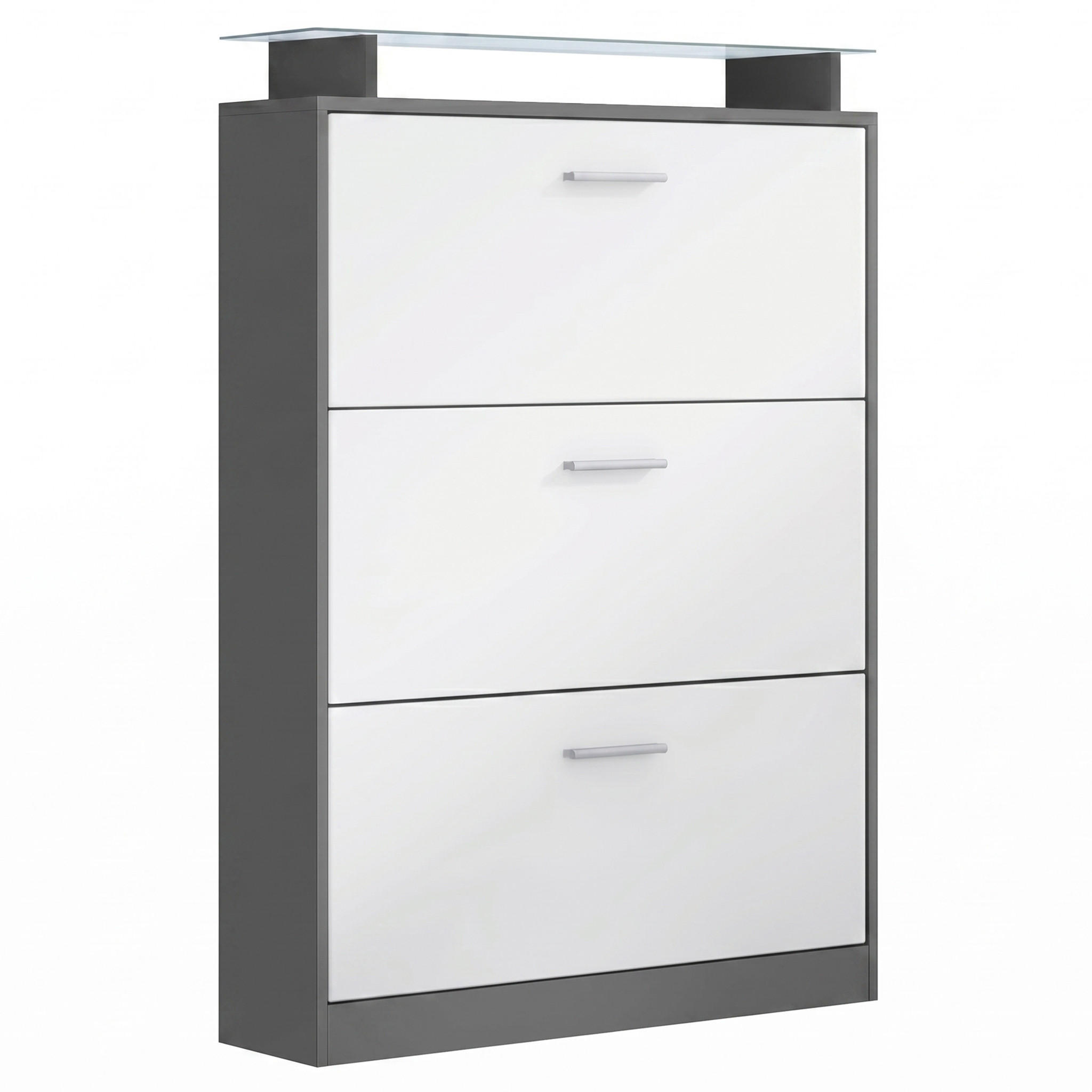 SCHUHSCHRANK Lavia Front in Weiß matt - Weiß, Holzwerkstoff (89/128/23cm) - Vladon