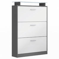 SCHUHSCHRANK Lavia Front in Weiß matt - Weiß, Holzwerkstoff (89/128/23cm) - Vladon