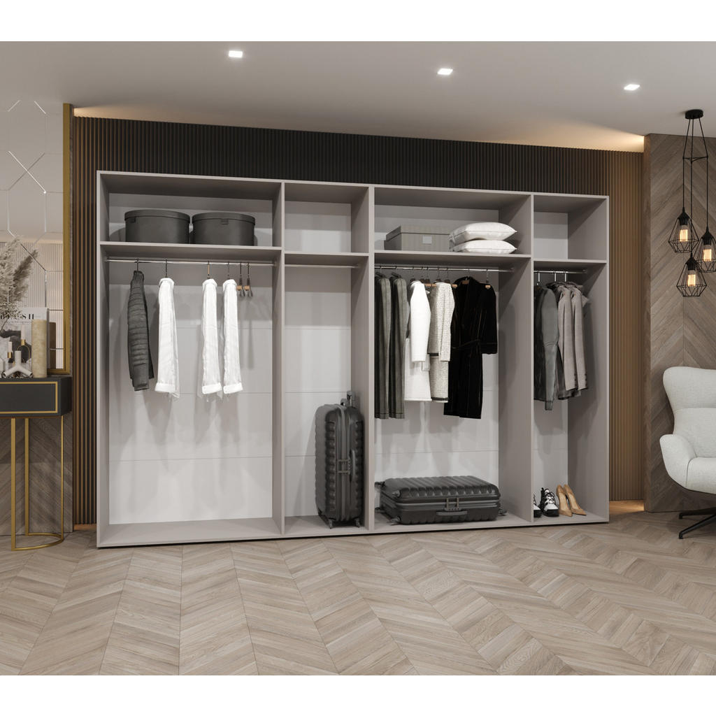 Thumbnail - Möbel Kryspol Drehtürenschrank, Kaschmir, Gold, Holz, Nachbildung, 4 Fächer, Rechteckig, 300x202x52 cm, Schlafzimmer, Kl...