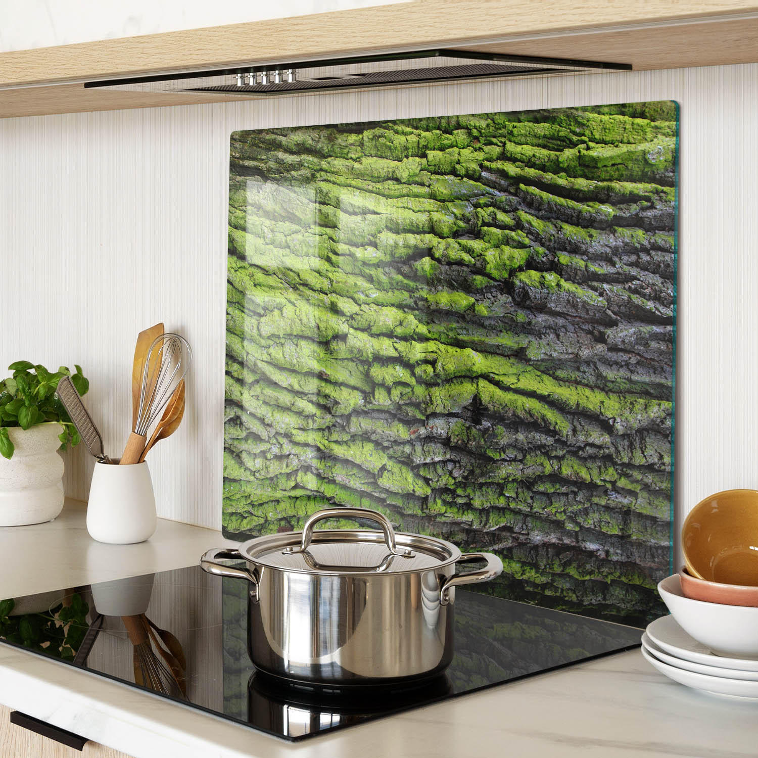GLASPLATTE 60x52 cm Baumrinde - Grün, Glas (60/0.4/52cm) - TULUP