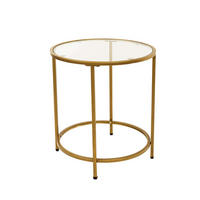BEISTELLTISCH Glas MASEI - 50 x 50 cm Gold - Goldfarben, Glas/Metall (50/50/55cm) - Home Deluxe