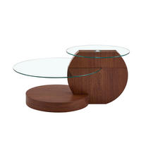COUCHTISCH 70/70/44 cm mit mehrstufigen Ablagen und Sicherheitsglasplatte in Walnussoptik, Transparent/Walnuss - Walnussfarben, Holzwerkstoff (70/70/44cm) - Redom