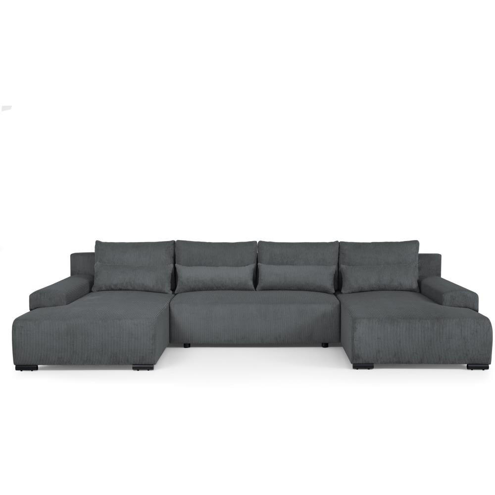 WOHNLANDSCHAFT Benny U grau - Schwarz/Grau, Textil/Metall (350/85/186cm) - Beautysofa