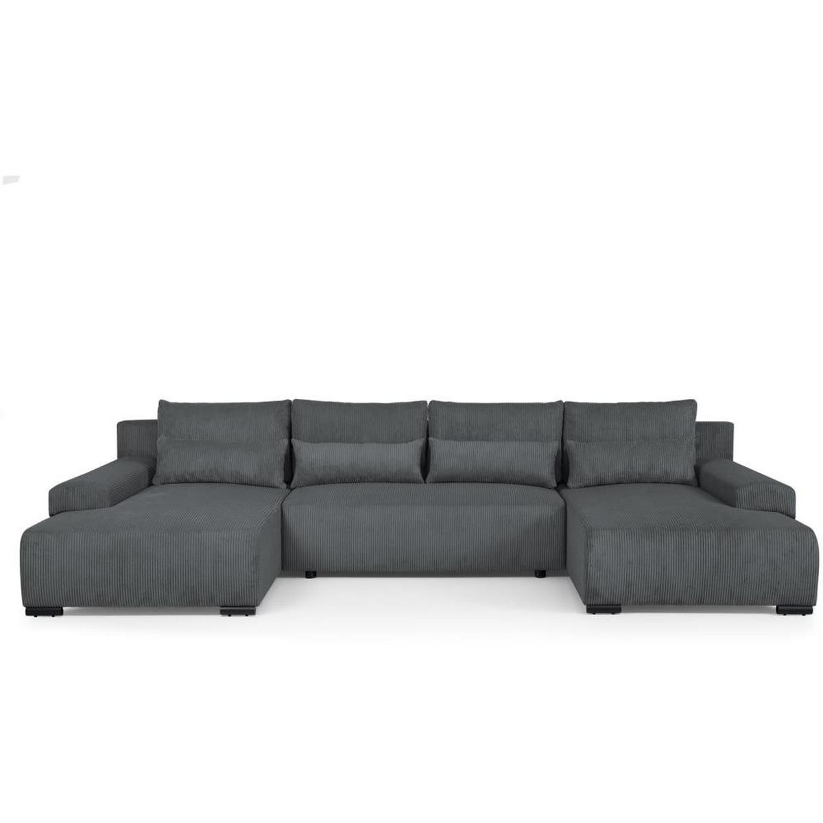 WOHNLANDSCHAFT Benny U grau - Schwarz/Grau, Textil/Metall (350/85/186cm) - Beautysofa