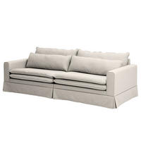BIGSOFA mit Husse - Webstoff - Hellgrau/Schwarz, Kunststoff/Textil (240/82/104cm) - home24