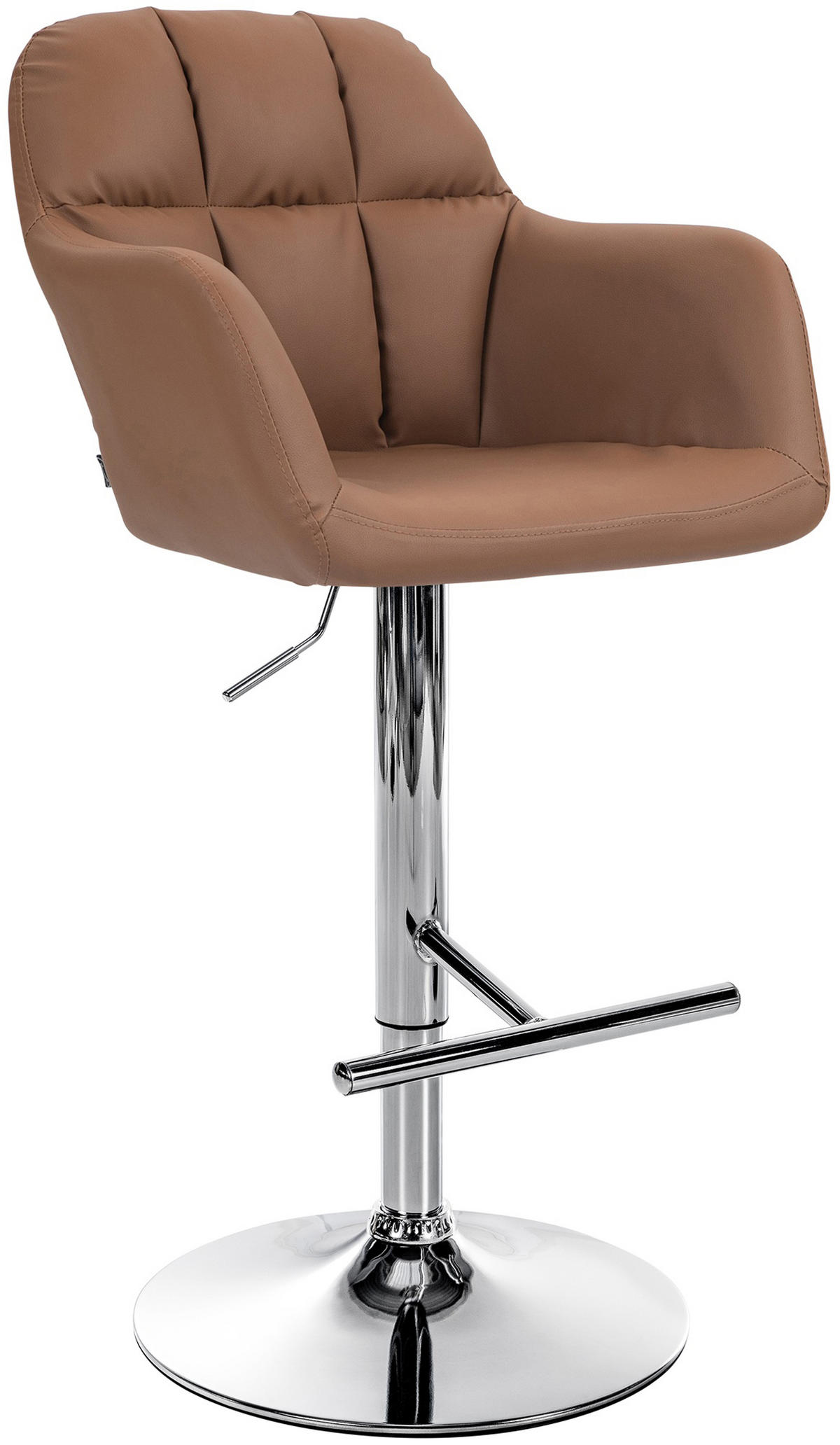 BARHOCKER Nardo Kunstleder chrom hellbraun - Chromfarben/Braun, Kunststoff/Metall (57/118/59cm) - TPFLiving