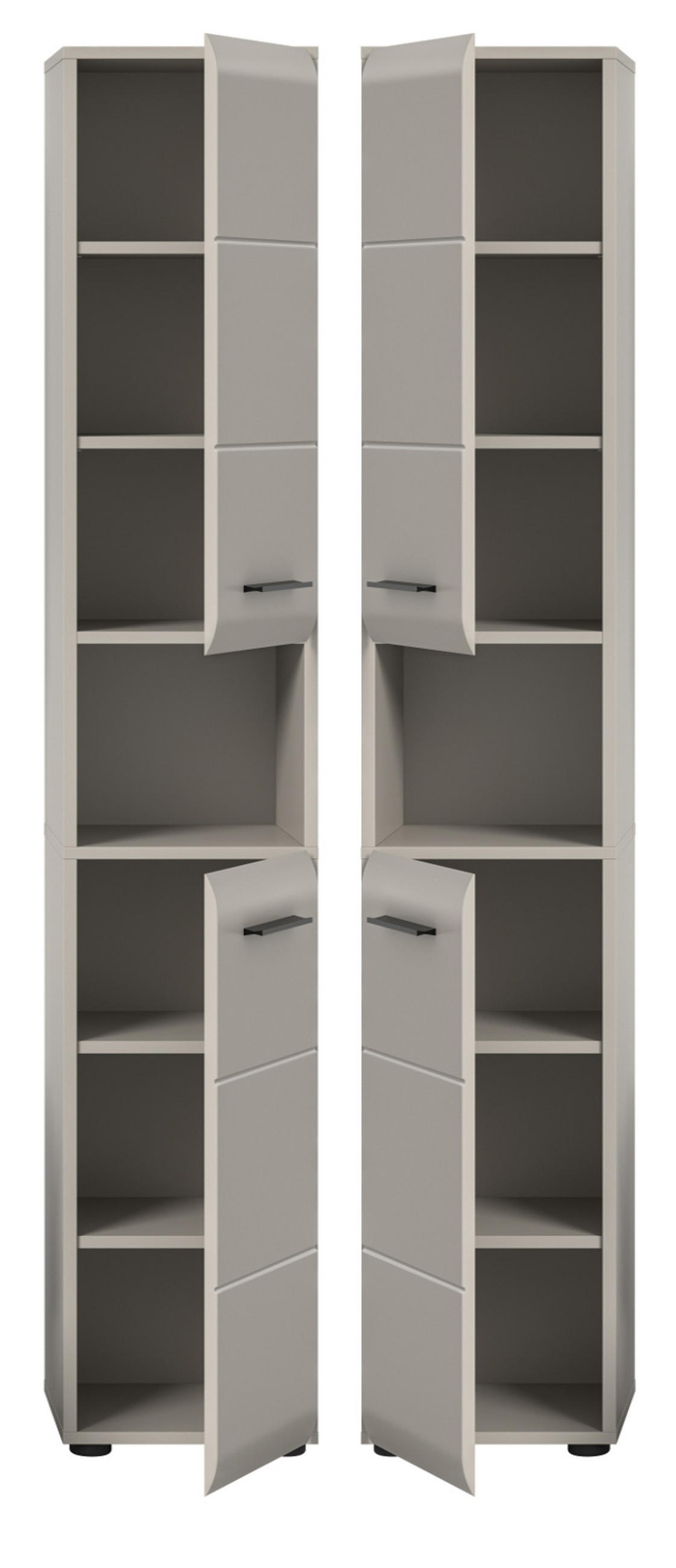 HOCHSCHRANK Kaschmir 30 x 185 cm, Badschrank mit wechselbarem Türanschlag - Kaschmir/Schwarz, Holzwerkstoff/Kunststoff (30/185/30cm) - Inn.Furn