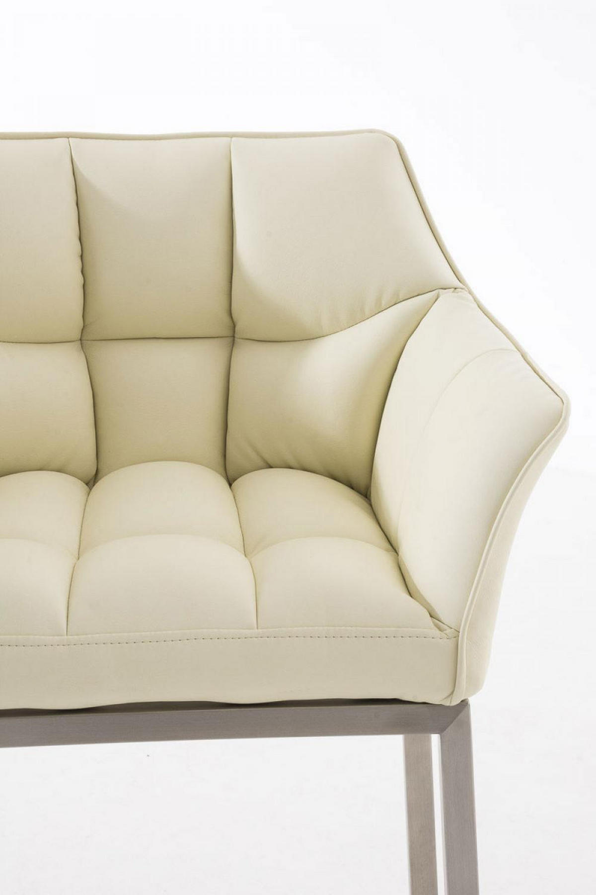 BARHOCKER 2er Set Lederlook Creme - Edelstahlfarben/Creme, Textil/Metall (64/110/48cm) - CLP