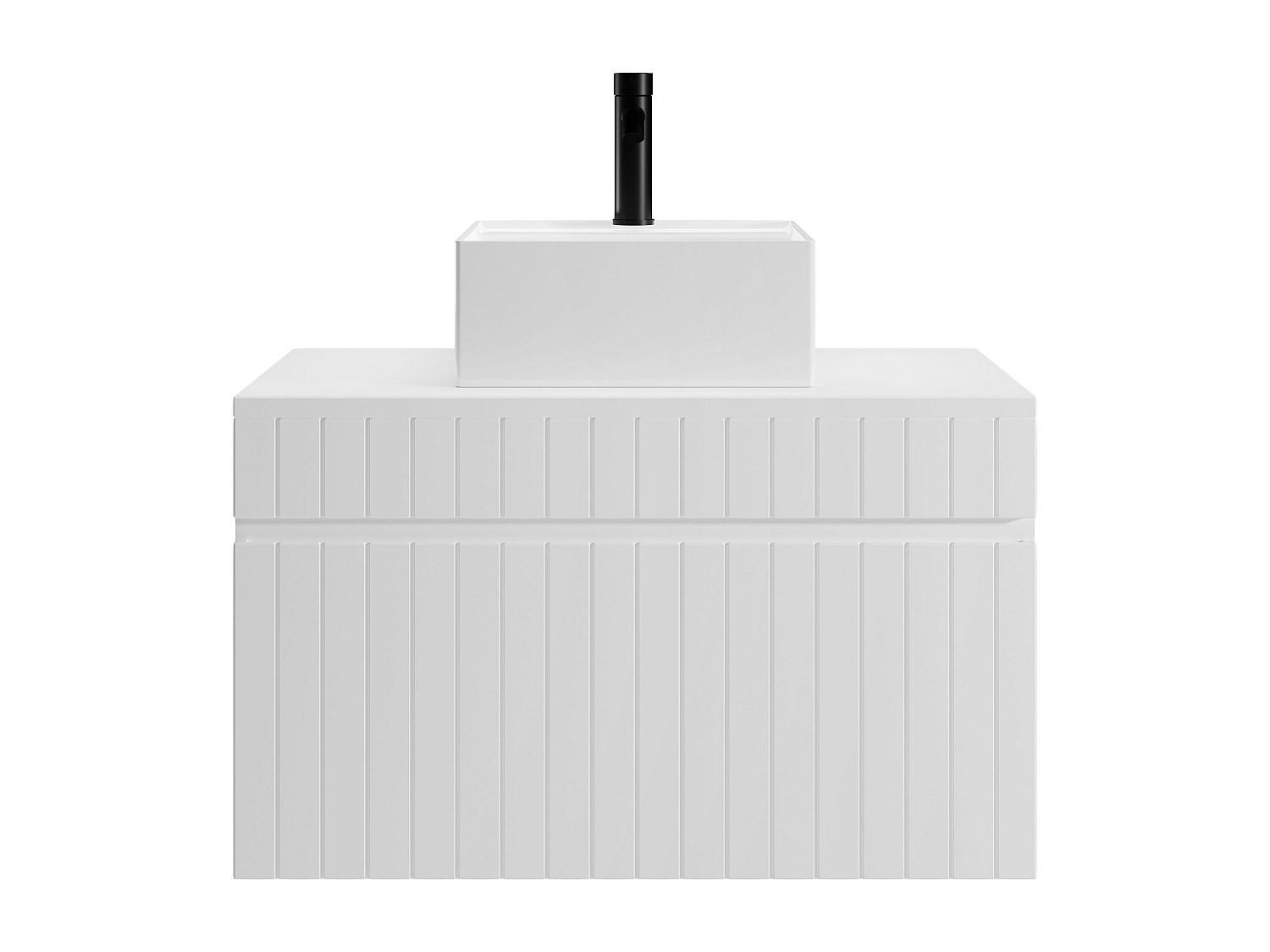 EINZELWASCHTISCH - 80 cm x 46 cm - Holz, Platte - Weiß - SATARA - Weiß, Holz (80/46/46cm) - Vente-Unique