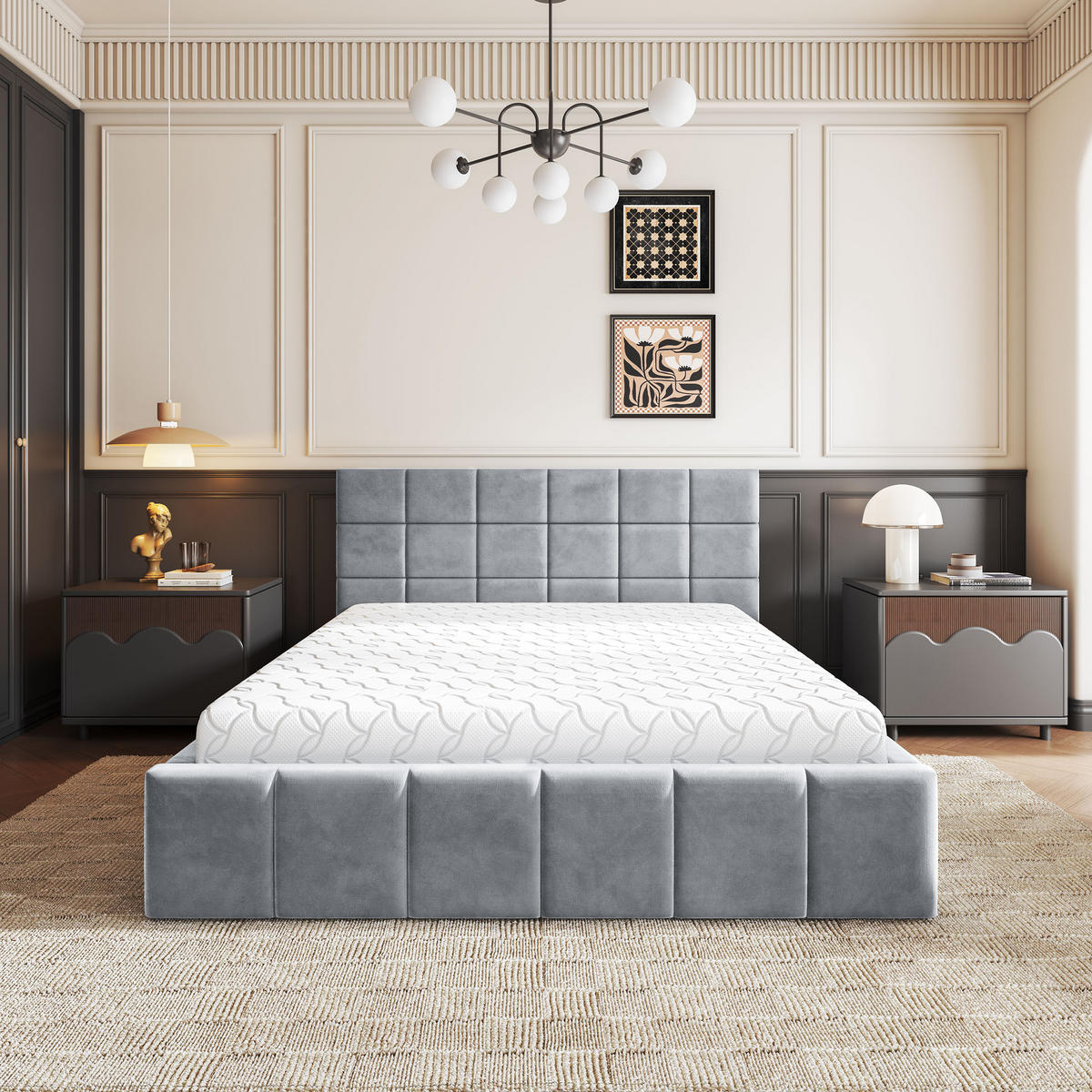POLSTERBETT VERTO K 120x200 cm mit Bettkästen - Hellgrau - Hellgrau, Holz/Textil - MASSENO