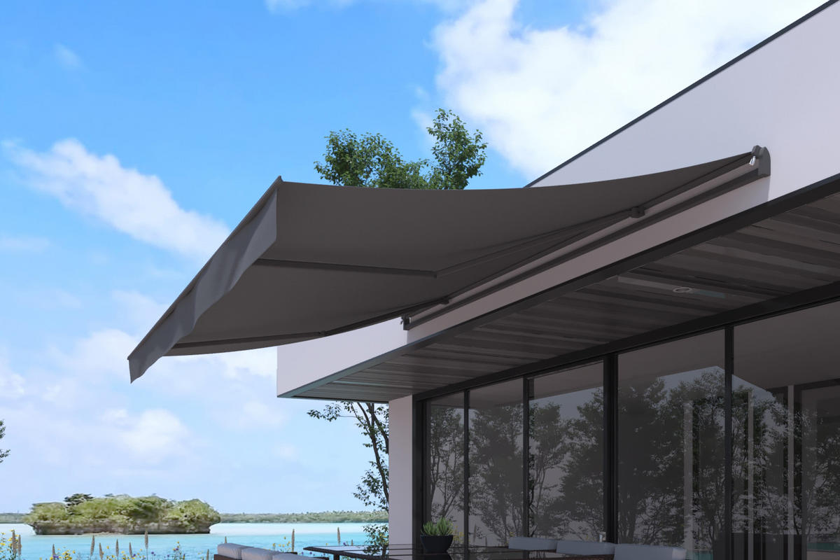 MARKISE adro grau 4 x 2.5 m aus aluminium manuell - Grau, Metall (250/14/295cm) - Concept Usine