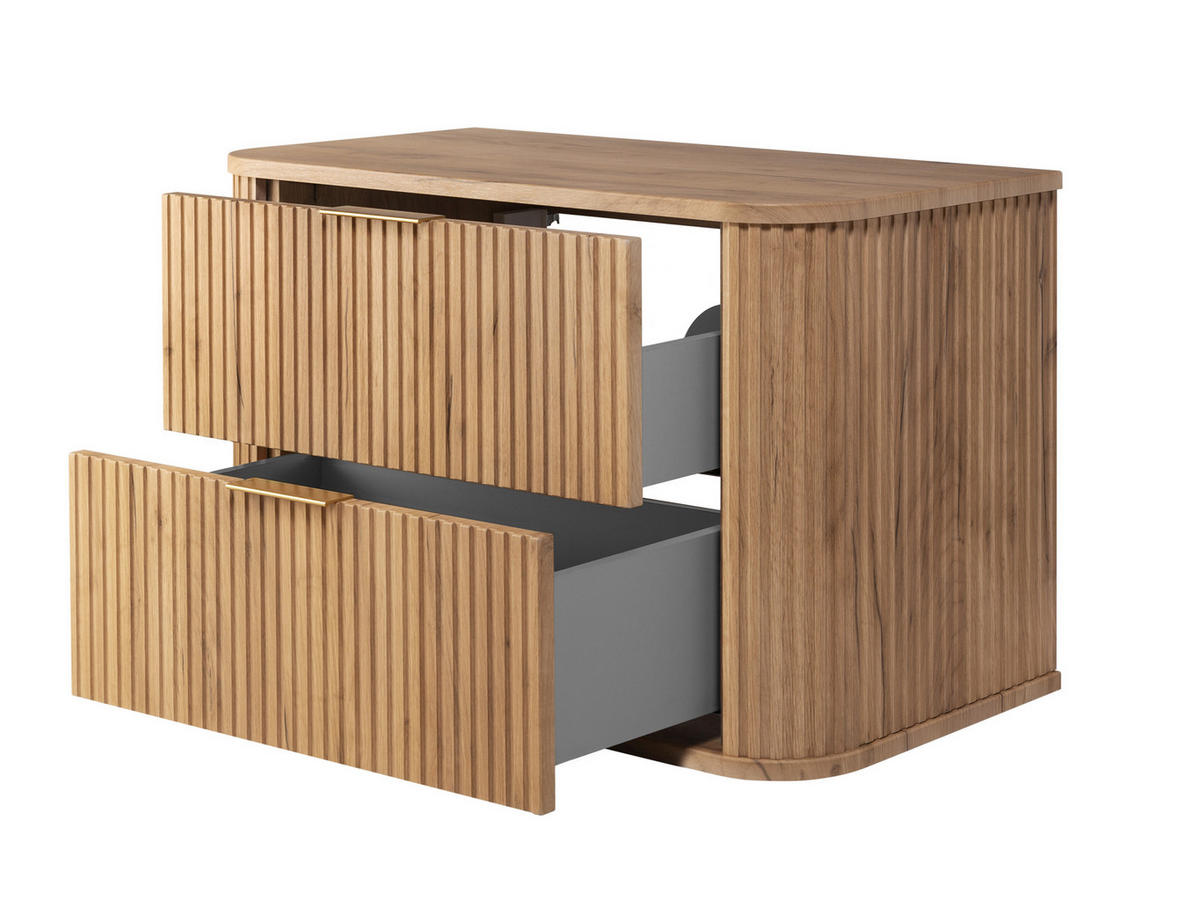 BADEZIMMERSCHRANK, Gold Craft Eiche, Goldene Griffe, 80,4 x 51,7 x 41,5 cm - Goldfarben/Braun, Holzwerkstoff/Kunststoff (80.4/51.7/41.5cm) - 3XE LIVING