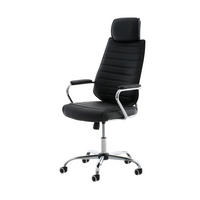 BÜROSTUHL Ergonomisch FUGOR Schreibtischstuhl mit Rollen | Schwarz - Schwarz, Leder/Metall (67/117/60cm) - DELUKE