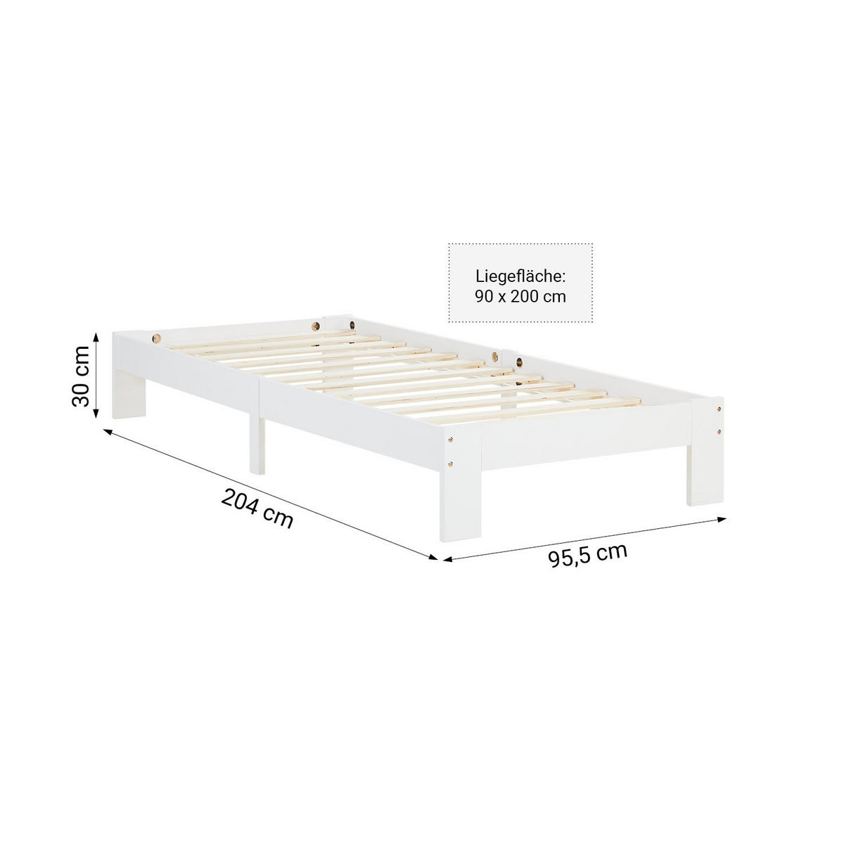 HOLZBETT 90/200 cm weiß - Weiß, Holz (90/200cm) - Homestyle4u