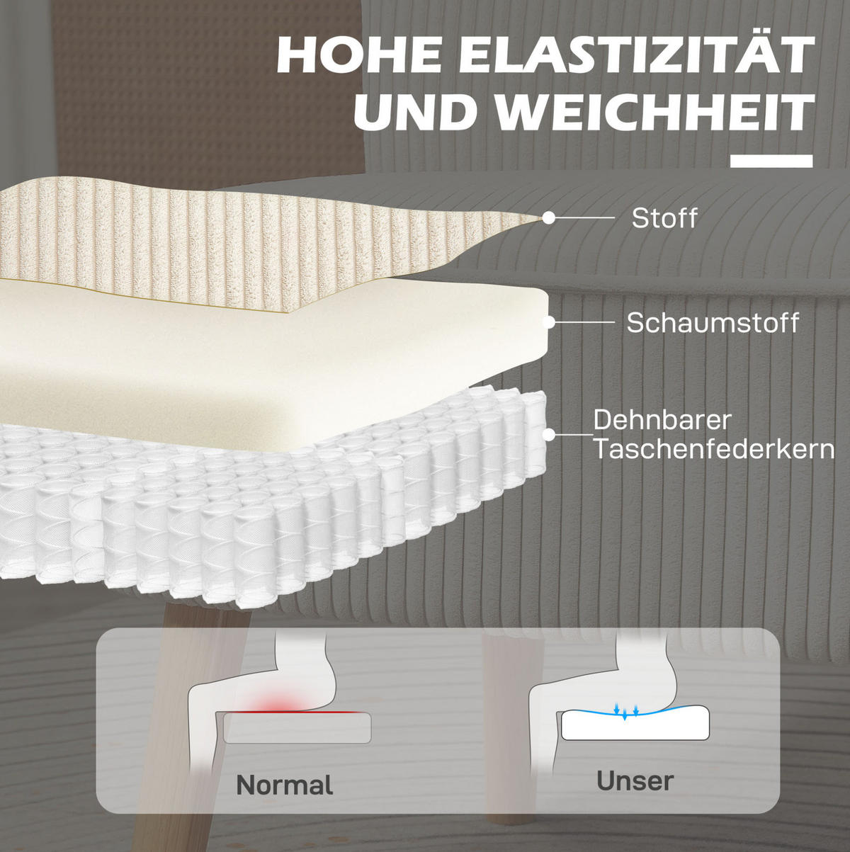 SOFA 2-Sitzer mit Holzrahmen 117 cm Cremeweiß - Weiß, Holzwerkstoff (117/77/56.5cm) - Meubliv