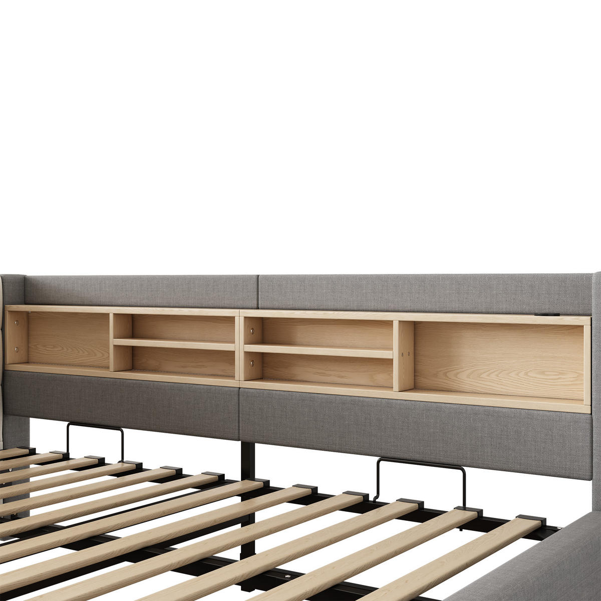 DENNÍ POSTEL 140x200cm Pohovka Úložná LED USB Šedá - šedá, přírodní materiály (140/200cm) - FLIEKS