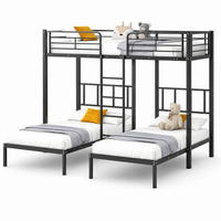 ETAGENBETT 90/200 mit Tisch und Fallschutzgitter in Schwarz - Schwarz, Metall (90/200cm) - EVRYAE