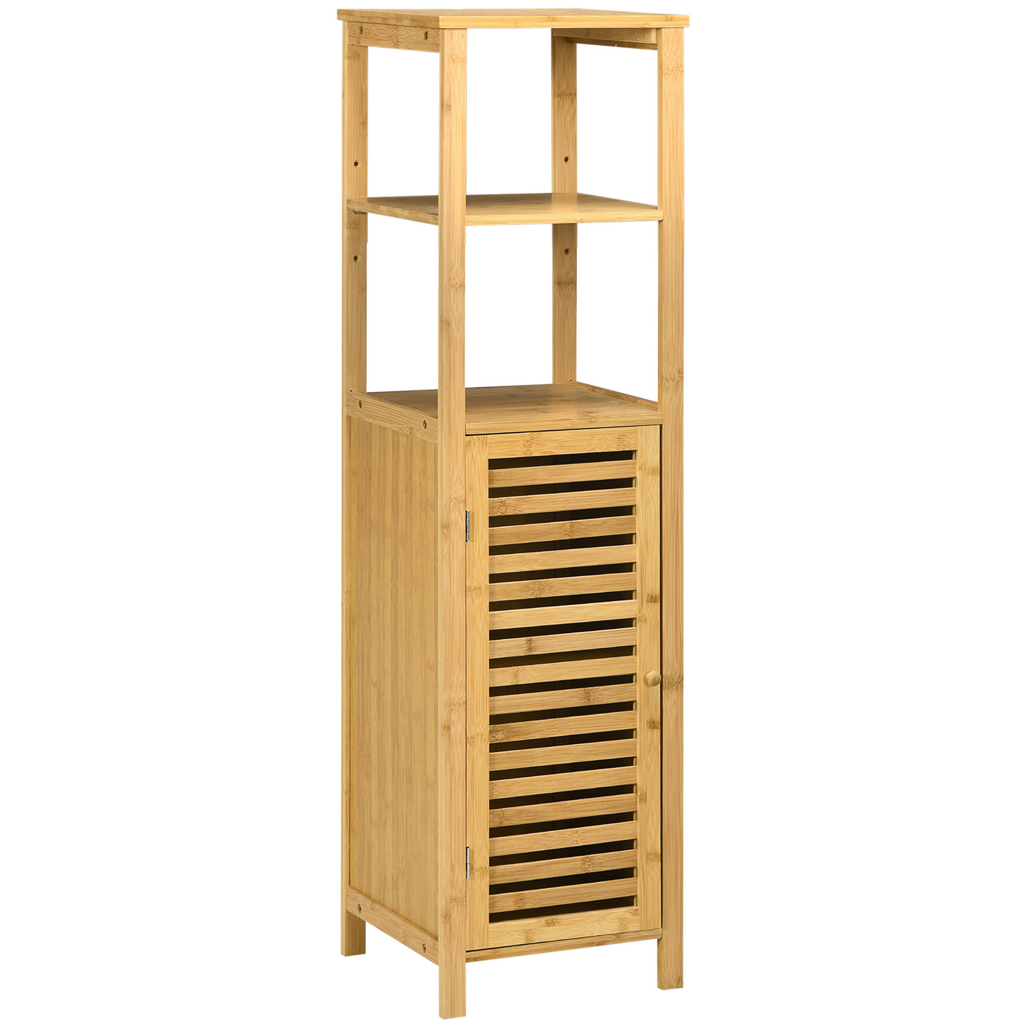 BADEZIMMERSCHRANK höhevestellbar, ca. 33 x 30 x 120 cm Naturholz - Naturfarben, Naturmaterialien (32.9/120/29.9cm) - Kleankin