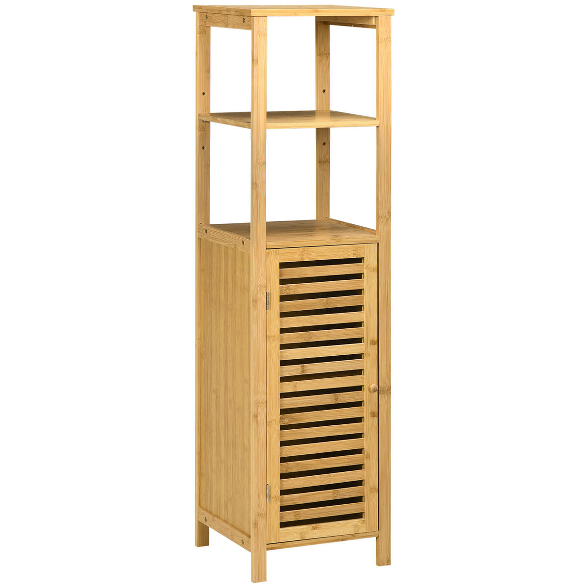 BADEZIMMERSCHRANK höhevestellbar, ca. 33 x 30 x 120 cm Naturholz - Naturfarben, Naturmaterialien (32.9/120/29.9cm) - Kleankin