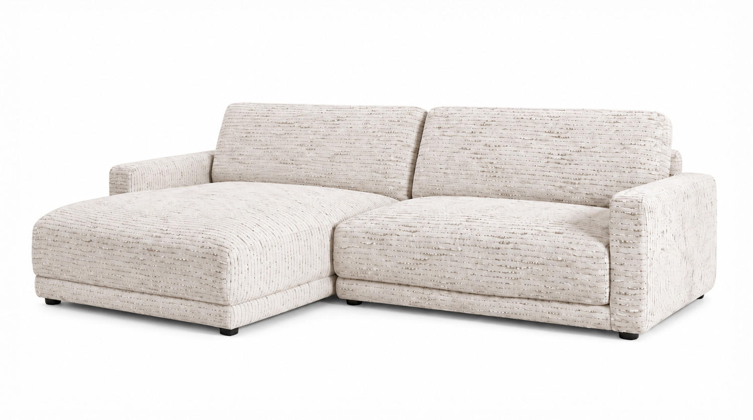 ECKSOFA MARLIN Cremeweiß Flachgewebe - Creme/Schwarz, Kunststoff/Textil (262/168cm) - KAWOLA