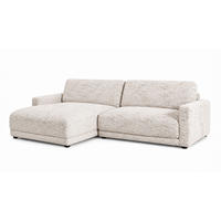 ECKSOFA MARLIN Cremeweiß Flachgewebe - Creme/Schwarz, Kunststoff/Textil (262/168cm) - KAWOLA