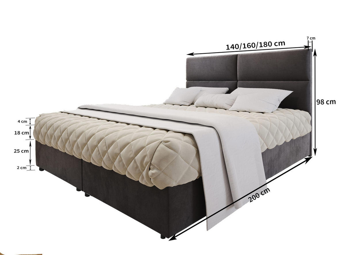 BOXBETT LONIS 140x200 cm mit Matratze und Topper - Blau - Blau, Holz (140/200cm) - MASSENO