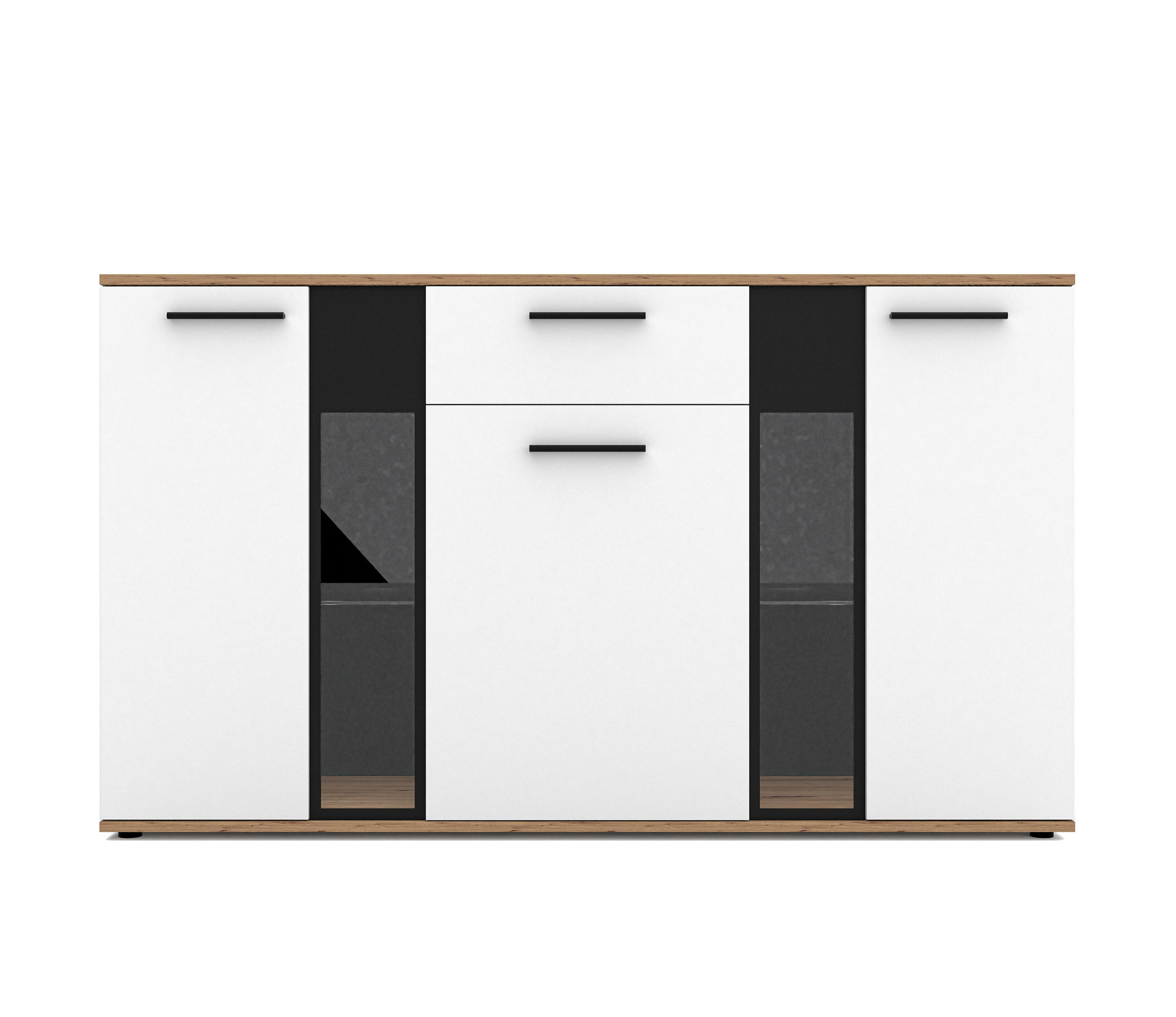 AX Living Sideboard Eiche Artisan, Weiß 140x80x40 cm