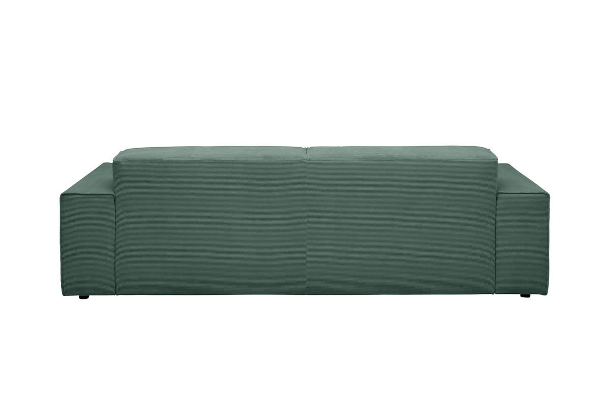 SOFA RANI Smaragdgrün Cord - Smaragdgrün/Schwarz, Kunststoff/Textil (256/71/101cm) - KAWOLA