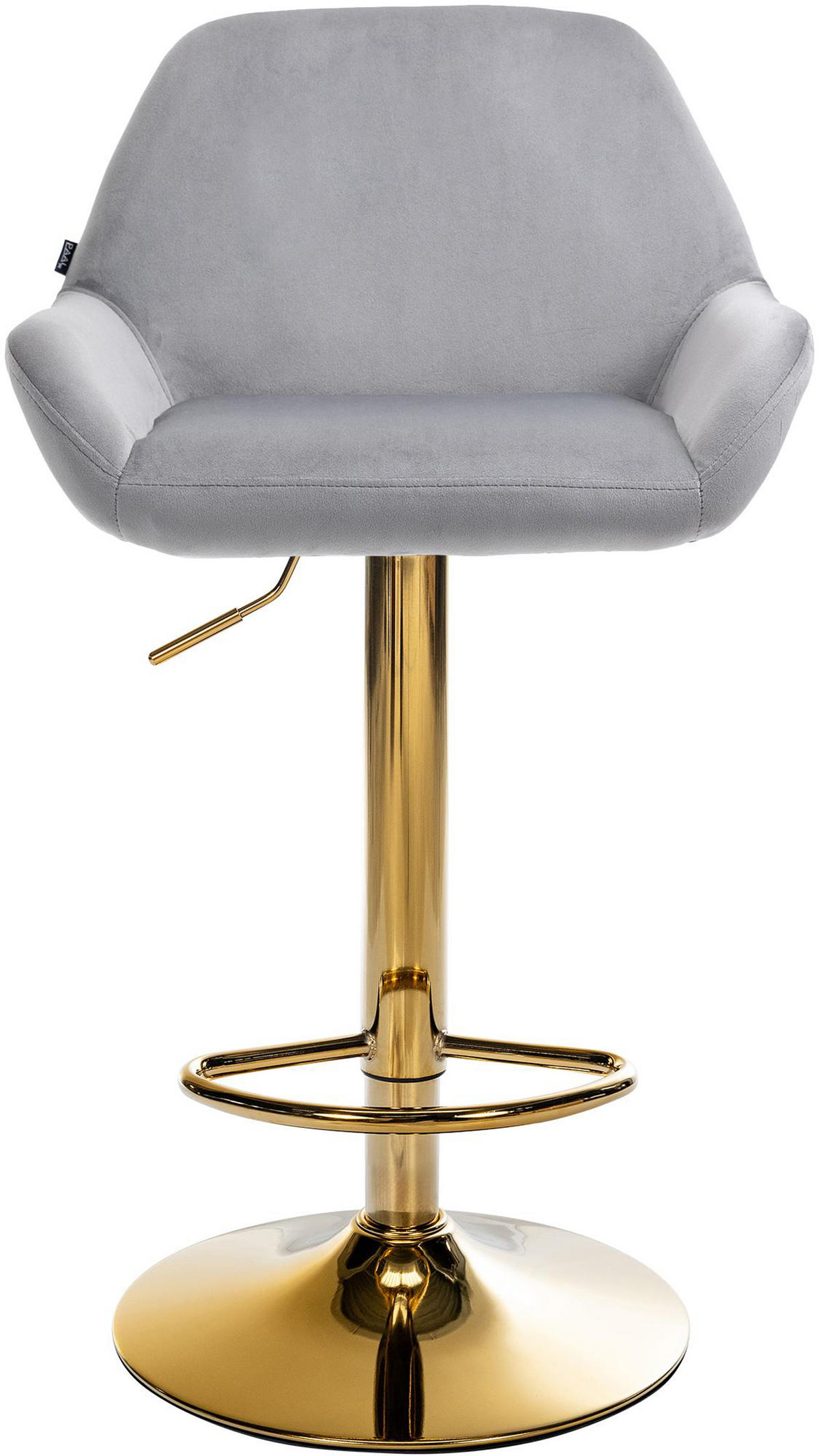 BARHOCKER 2er Set Prag Gold Samt grau - Goldfarben/Grau, Textil/Metall (51/109/52cm) - TPFLiving