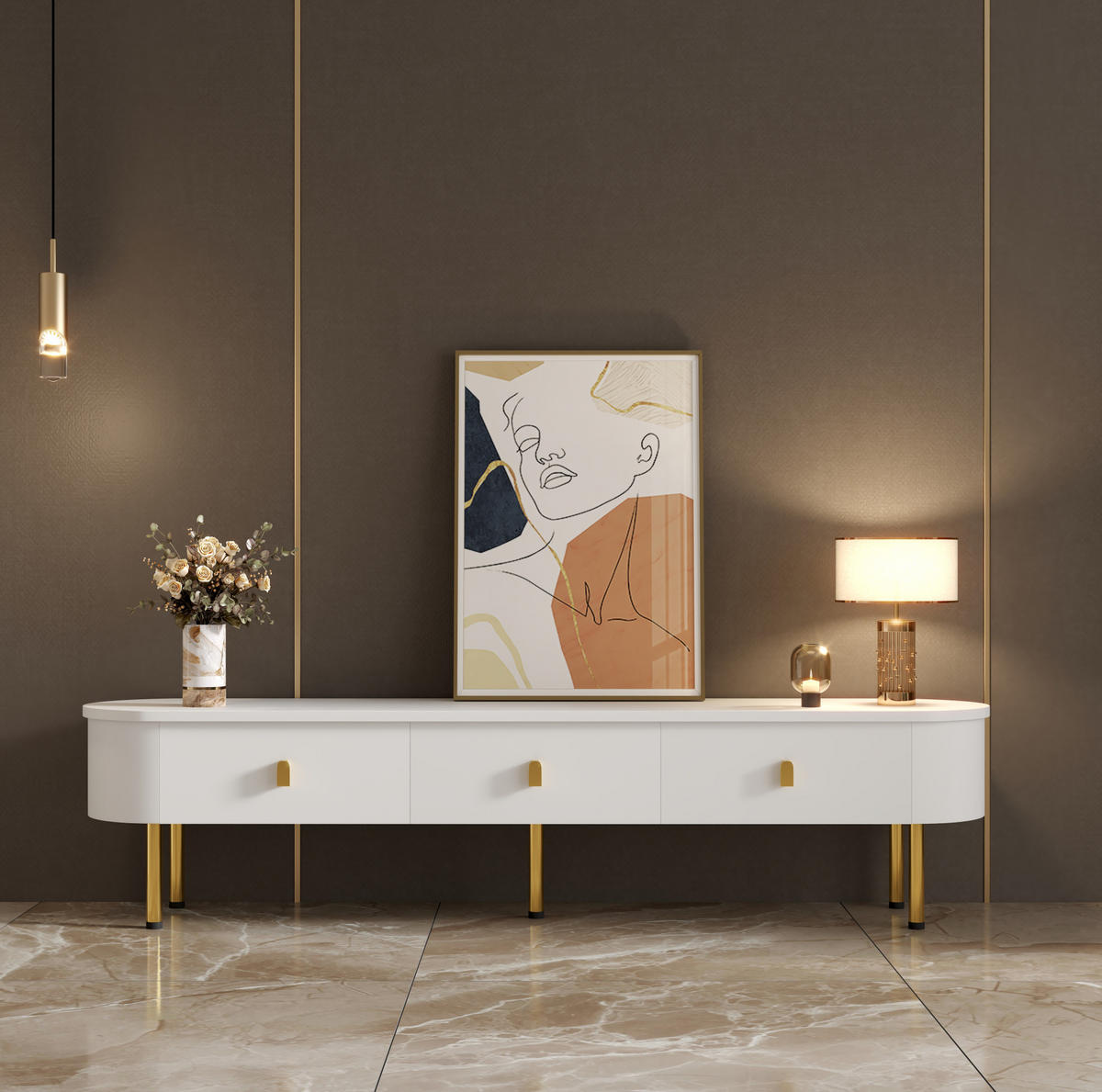 TV-ELEMENT mit 3 Schubladen 174 cm MDF Weiß - Weiß, Holzwerkstoff (35/41/174cm) - Beauniv