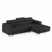 ECKSOFA CLOUD Rechts Dunkelgrau L-Form Bouclé-Stoff mit Schlaffunktion und Bettkasten - Chromfarben/Dunkelgrau, Holz/Metall (175/235cm) - Barchello