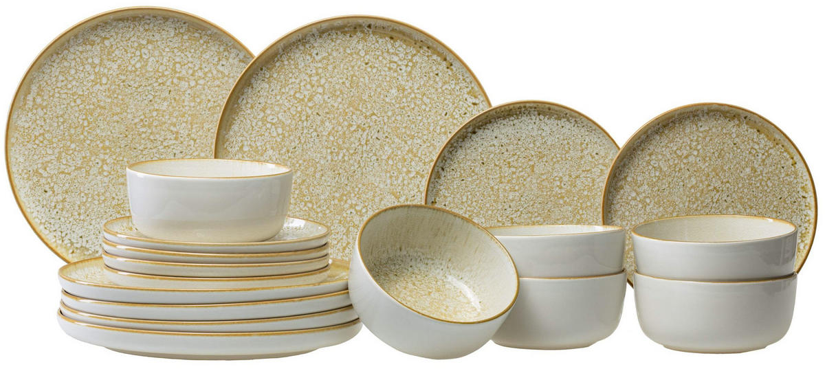 GESCHIRRSET18-TEILIG GESCHIRRSETBaltic Luna - 18-teilig / 6 Personen - Gelb, Keramik (2/2/1cm) - Cosy & Trendy