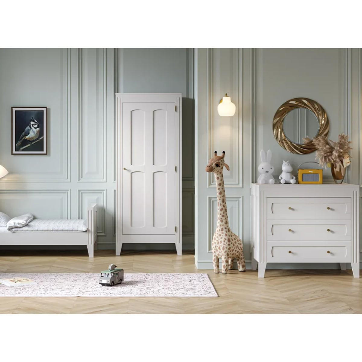 SCHRANK mit Regal, Kleiderstange und 1 Tür, L80.5 x H196.8 cm - Milenne - Weiß, Holzwerkstoff (55.25/196.8/80.5cm) - Calicosy