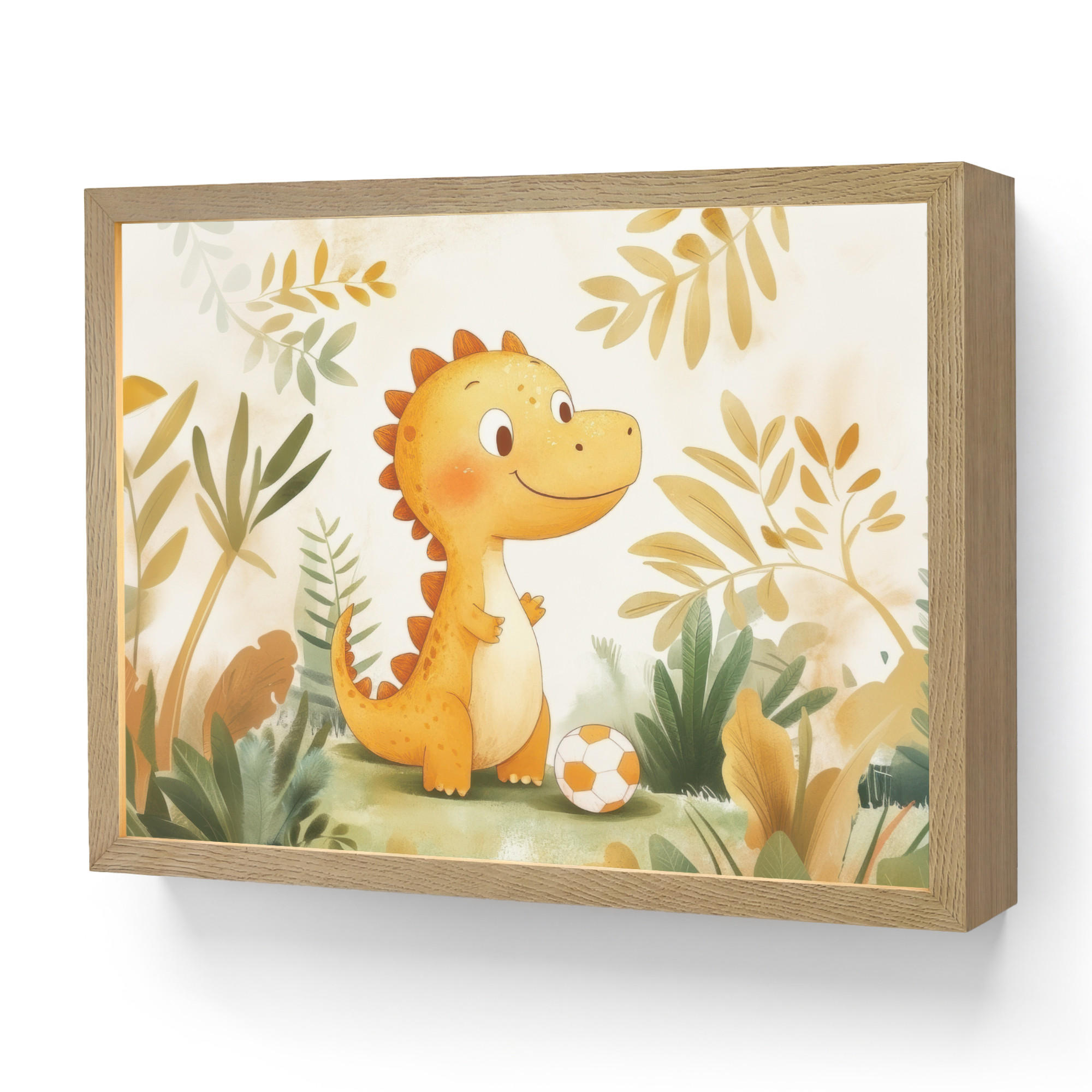 NACHTTISCHLAMPE MIT AKKU Dino - Fußball - Orange 40x30 cm - Beige, Holzwerkstoff (8/40/30cm) - OnlyWow