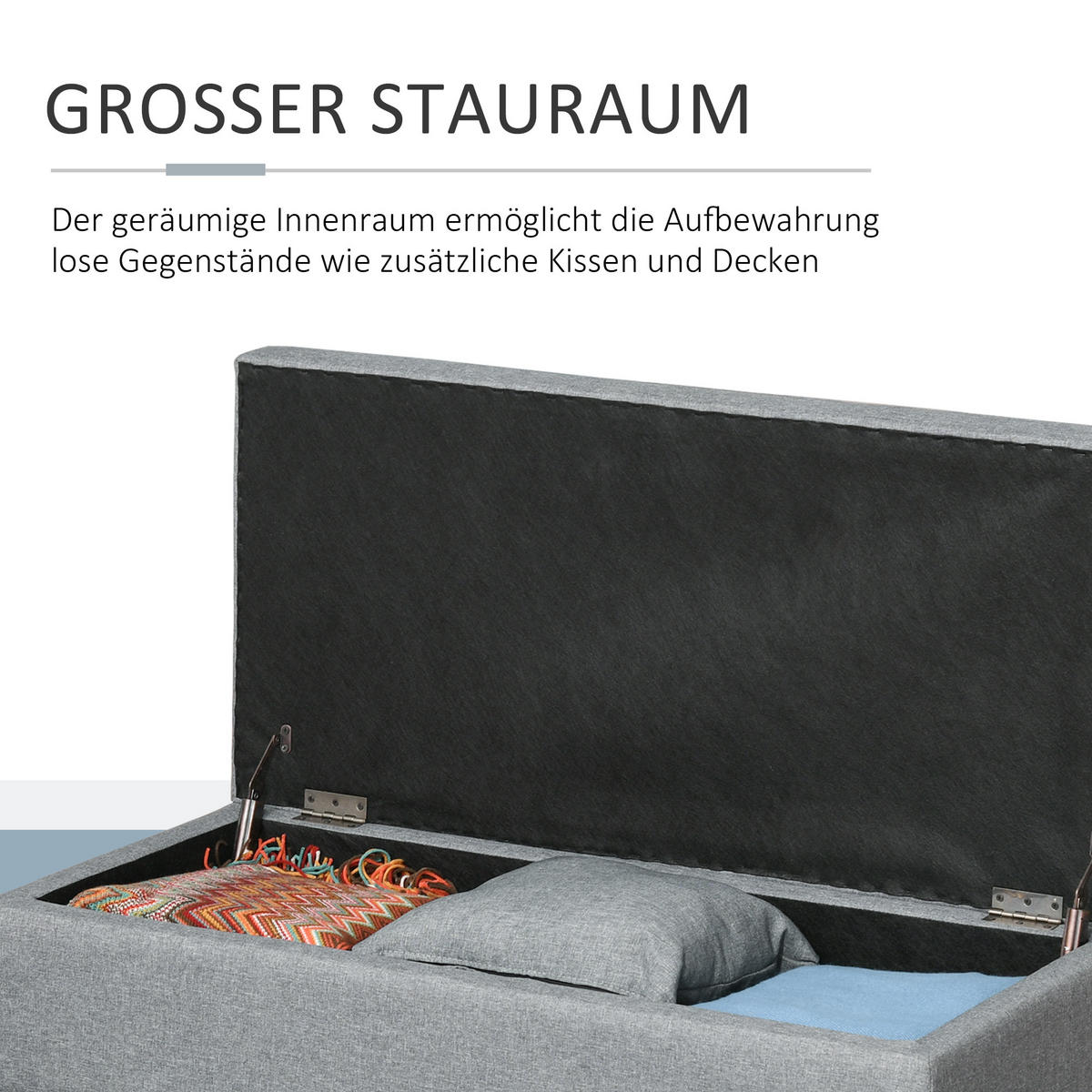 SITZBANK, Birkenholz, Dunkelgrau+Schwarz - Multicolor, Kunststoff (50/44/107cm) - HOMCOM