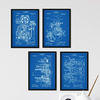 POSTER Set mit 4 Blau Druckerei Patent A4 Rahmenlos - Klar, Papier (29.7/3cm) - Nacnic