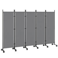 PARAVENT DE-18086 5-teilig mit 12 Rollen, erweiterbar Dunkelgrau - Dunkelgrau, Metall (40/170/252cm) - ComfortXL
